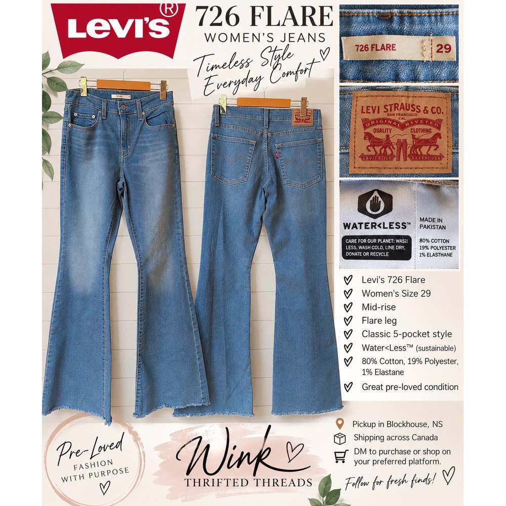 Levi's 726 Flare Jeans Women's Size 29 Light Wash Mid Rise Y2K Retro Denim